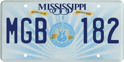 MS license plate MGB182