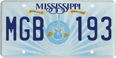 MS license plate MGB193