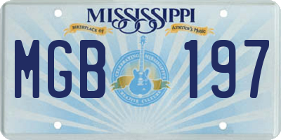 MS license plate MGB197