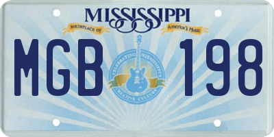 MS license plate MGB198