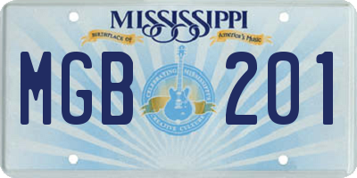 MS license plate MGB201