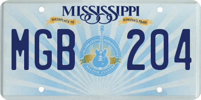 MS license plate MGB204