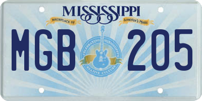 MS license plate MGB205