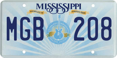 MS license plate MGB208