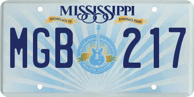 MS license plate MGB217