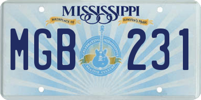 MS license plate MGB231