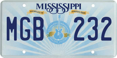 MS license plate MGB232