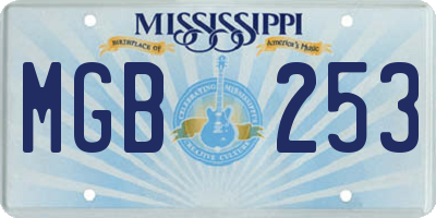 MS license plate MGB253