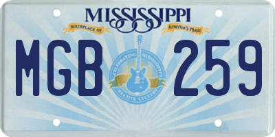 MS license plate MGB259