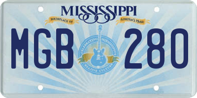 MS license plate MGB280
