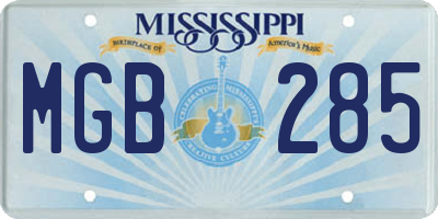 MS license plate MGB285