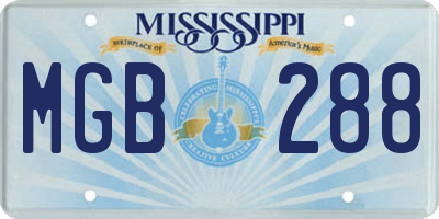 MS license plate MGB288