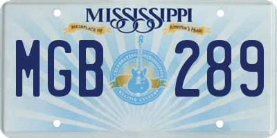 MS license plate MGB289