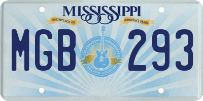 MS license plate MGB293