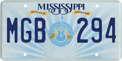 MS license plate MGB294