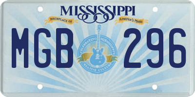 MS license plate MGB296