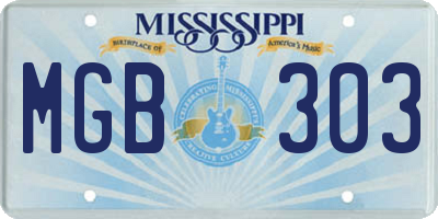 MS license plate MGB303