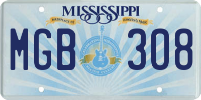 MS license plate MGB308