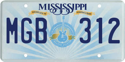 MS license plate MGB312