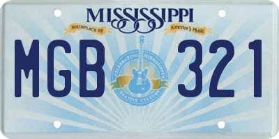 MS license plate MGB321
