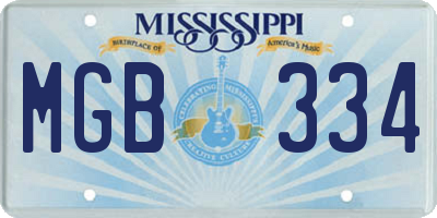 MS license plate MGB334