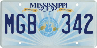 MS license plate MGB342
