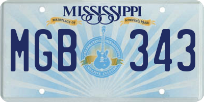 MS license plate MGB343