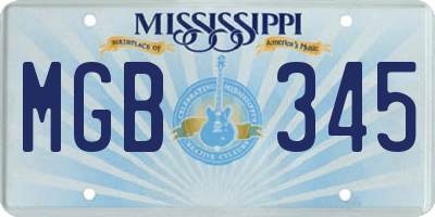 MS license plate MGB345