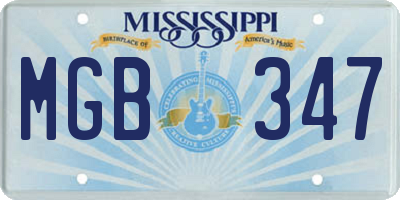 MS license plate MGB347