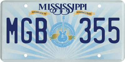 MS license plate MGB355