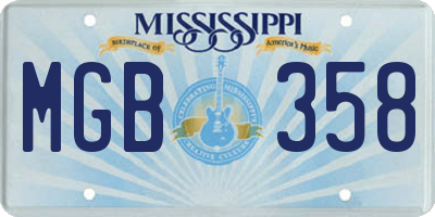 MS license plate MGB358