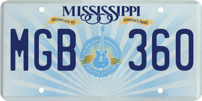 MS license plate MGB360