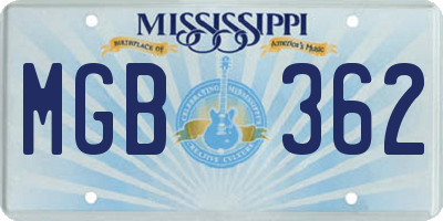 MS license plate MGB362