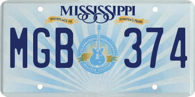 MS license plate MGB374