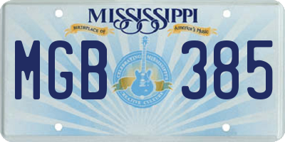 MS license plate MGB385