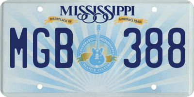 MS license plate MGB388