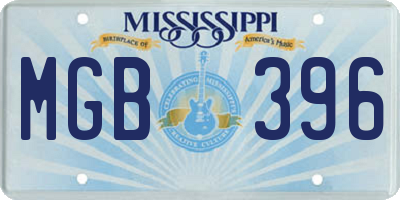 MS license plate MGB396