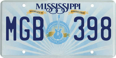 MS license plate MGB398