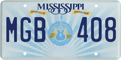 MS license plate MGB408