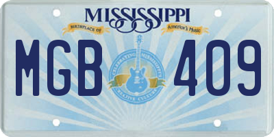 MS license plate MGB409