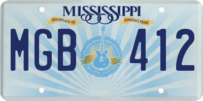 MS license plate MGB412