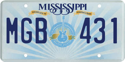 MS license plate MGB431