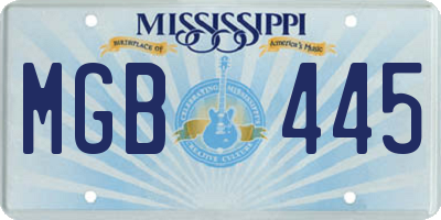 MS license plate MGB445