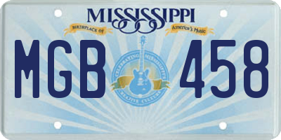 MS license plate MGB458