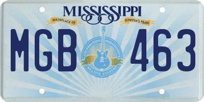MS license plate MGB463