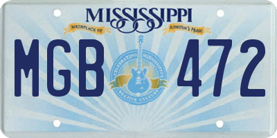 MS license plate MGB472