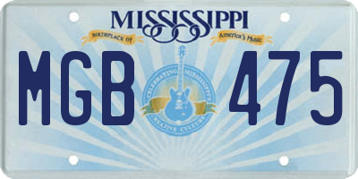 MS license plate MGB475