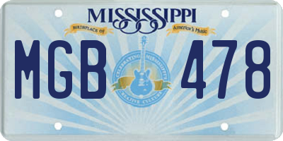 MS license plate MGB478