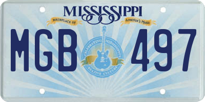 MS license plate MGB497