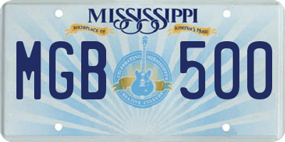 MS license plate MGB500